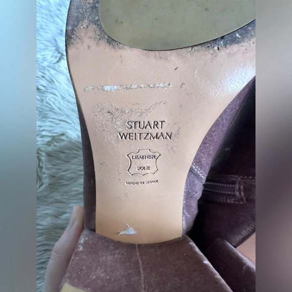 Stuart Weitzman Trendy Canvel Bootie In Candy Pink Velvet Block Heel Size 7M - Picture 12 of 16